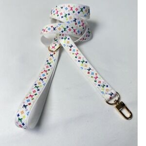 LV Leash Multi Color For Small Dogs. 3/4" Wide 52" Long Gold Hardware